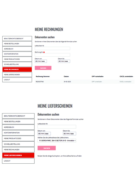 ZUGANG ZU LIEFERSCHEINEN UND RECHNUNGEN AUF UNSERER WEBSITE